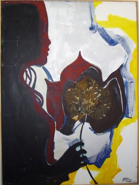 Cuadro Retrato de Jorgelina con Hojas Secas de Pardo Orlando (2/11/1930- 24/08/2014)