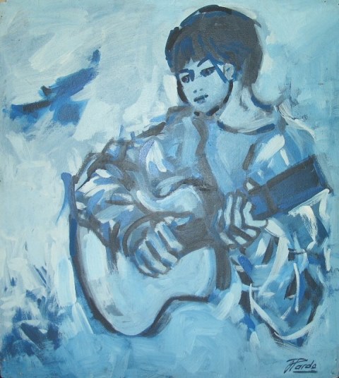 Cuadro Ni�o con guitarra de Pardo Orlando (2/11/1930- 24/08/2014)