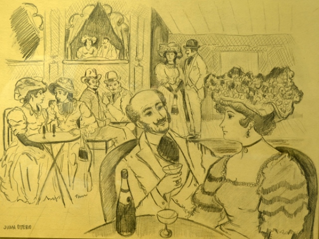 Cuadro Alla por el 1900 de Otero Juan (1920 - 1973)