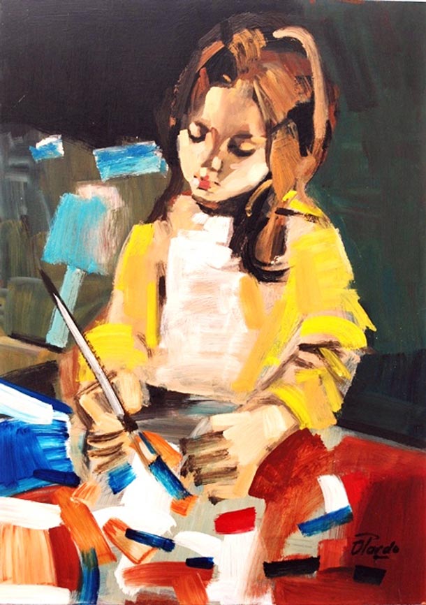 Cuadro Andrea Pintando en Azul de Pardo Orlando (2/11/1930- 24/08/2014)