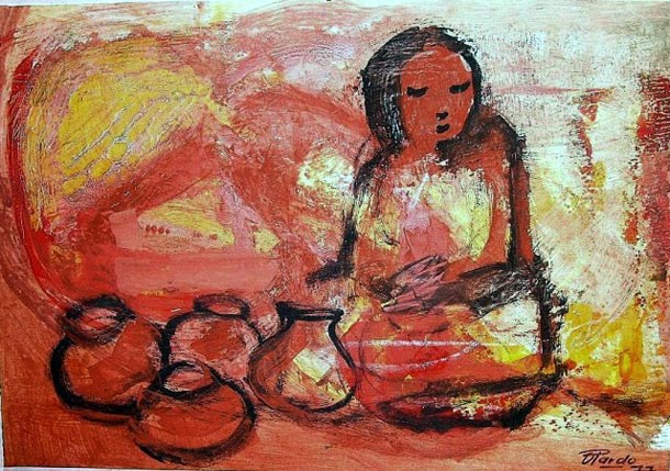 Cuadro De Barro Nos Hizo Dios  Cacharros de Pardo Orlando (2/11/1930- 24/08/2014)